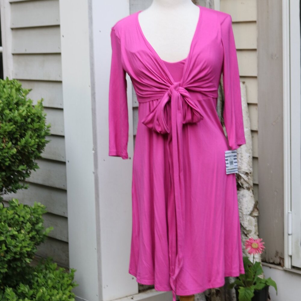 NEW Pip & Vine by Rosie Pope Pink Faux 2 Pc Long Tie Front Knit Maternity Dress